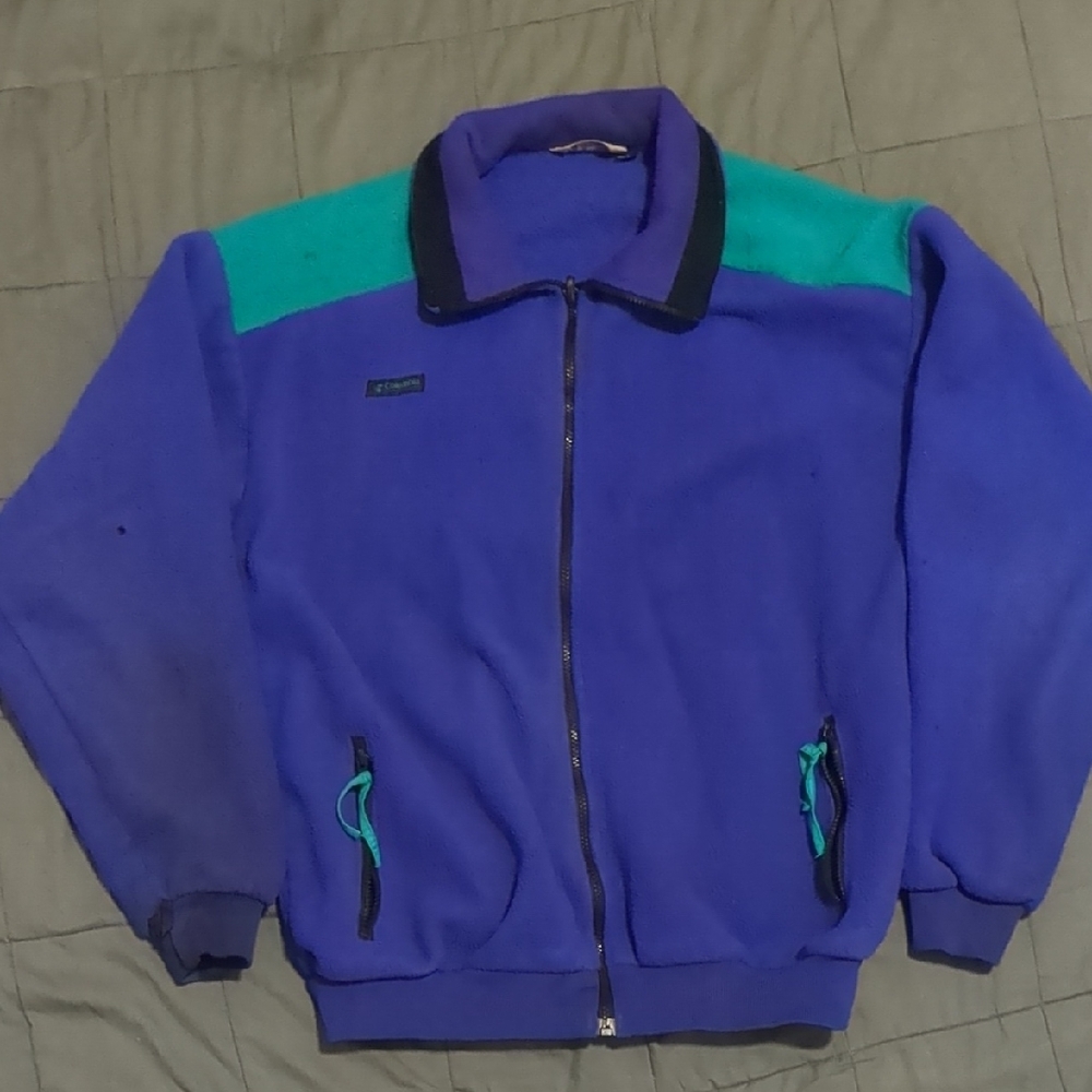 Vintage Columbia Blue and Green Men's Jacket
